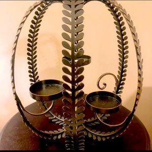 🍂🕯EUC🕯🍂 Iron Pumpkin Shaped 3-Candle Holder - Large❣️
